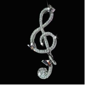 Pearl Treble Clef Note Brooch w/ Butterflies New